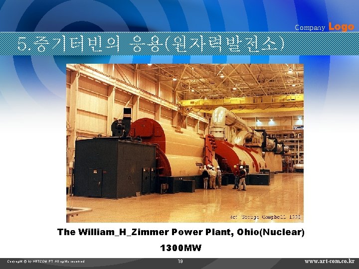 Company Logo 5. 증기터빈의 응용(원자력발전소) The William_H_Zimmer Power Plant, Ohio(Nuclear) 1300 MW Copyright ©