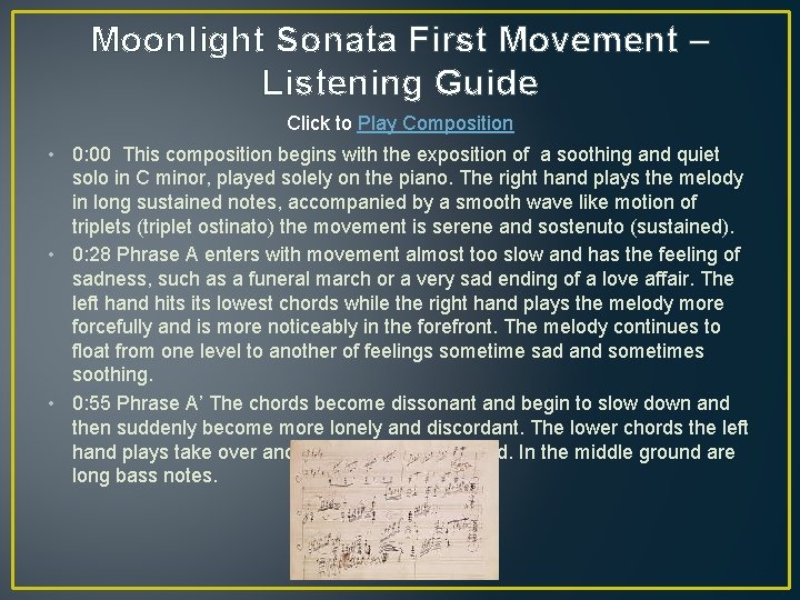 Moonlight Sonata First Movement – Listening Guide Click to Play Composition • 0: 00