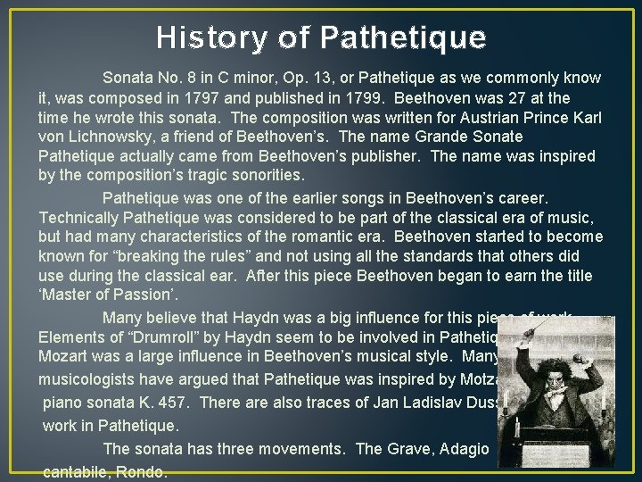 History of Pathetique Sonata No. 8 in C minor, Op. 13, or Pathetique as