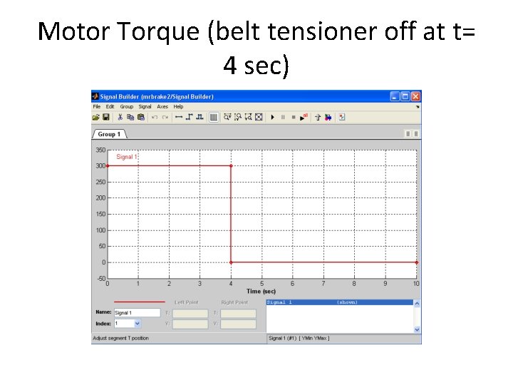 Motor Torque (belt tensioner off at t= 4 sec) 