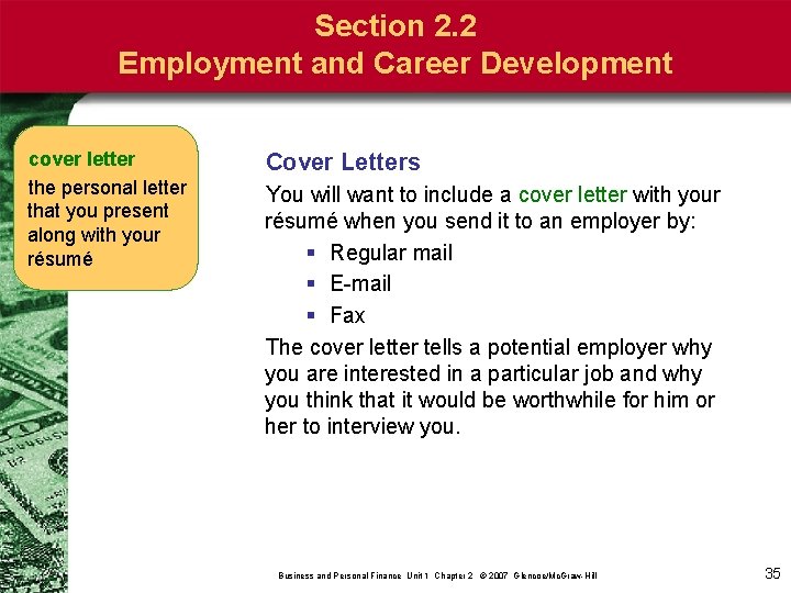 Section 2. 2 Employment and Career Development cover letter the personal letter that you