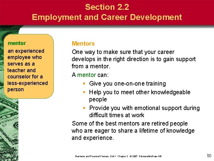 Section 2. 2 Employment and Career Developmentor an experienced employee who serves as a