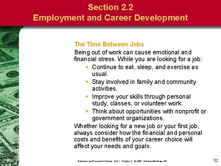 Section 2. 2 Employment and Career Development The Time Between Jobs Being out of