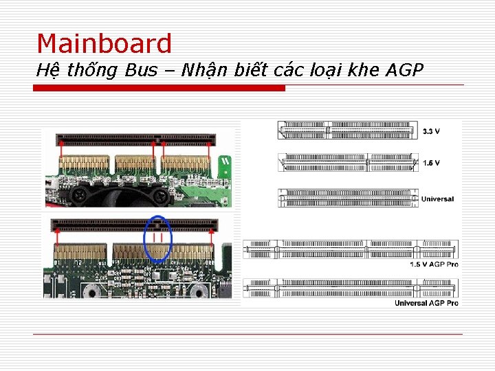 Mainboard Hệ thống Bus – Nhận biết các loại khe AGP 