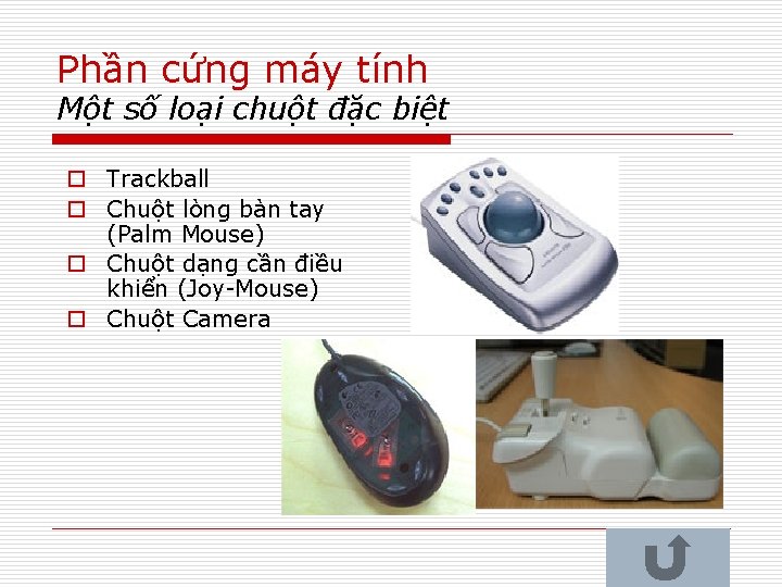 Phần cứng máy tính Một số loại chuột đặc biệt o Trackball o Chuột