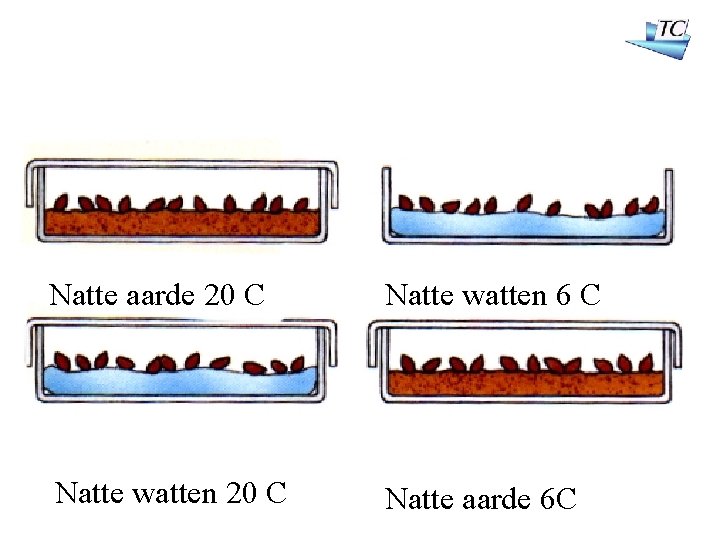 Natte aarde 20 C Natte watten 6 C Natte watten 20 C Natte aarde