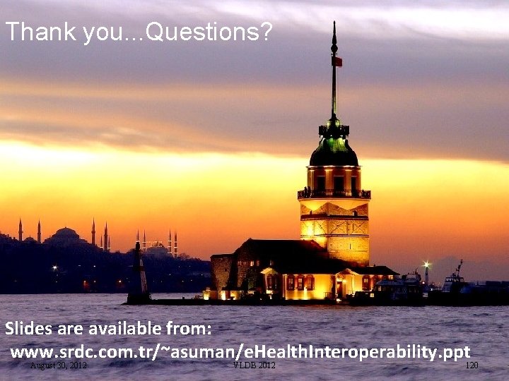 Thank you. . . Questions? Slides are available from: www. srdc. com. tr/~asuman/e. Health.