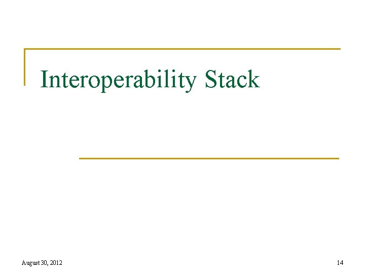 Interoperability Stack August 30, 2012 14 