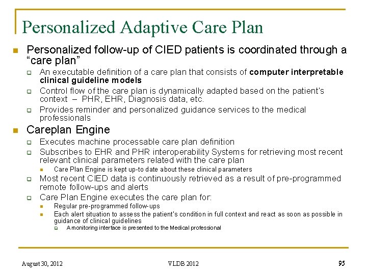 Personalized Adaptive Care Plan n Personalized follow-up of CIED patients is coordinated through a