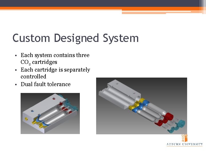 Custom Designed System • Each system contains three CO 2 cartridges • Each cartridge