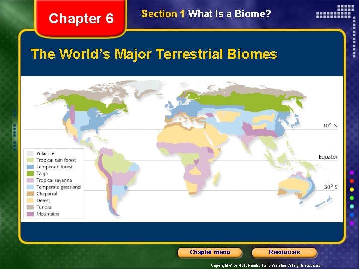 Chapter 6 Section 1 What Is a Biome? The World’s Major Terrestrial Biomes Chapter