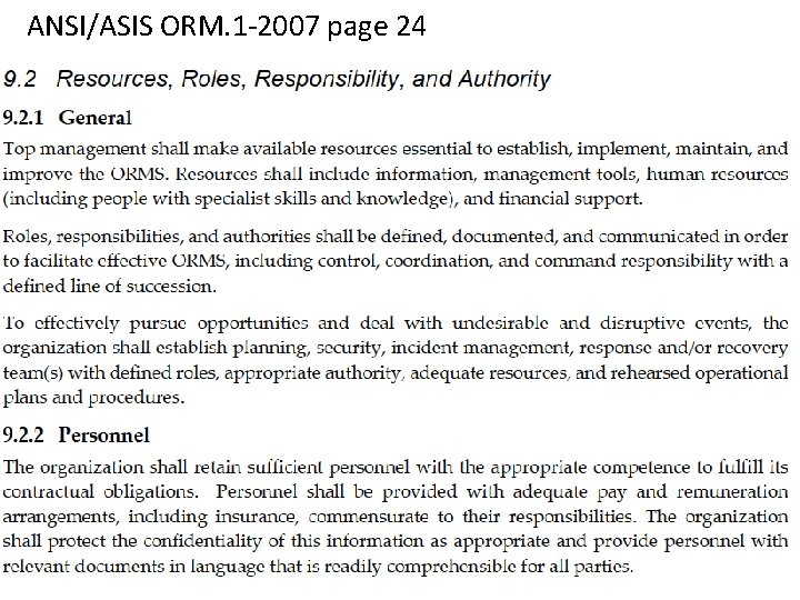 ANSI/ASIS ORM. 1 -2007 page 24 