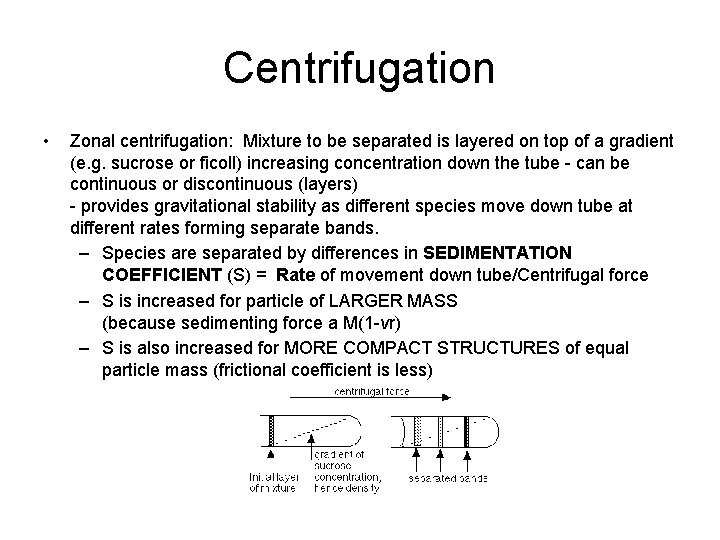 Centrifugation • Zonal centrifugation: Mixture to be separated is layered on top of a