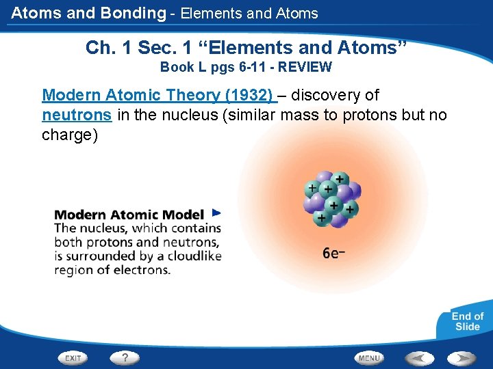 Atoms and Bonding - Elements and Atoms Ch. 1 Sec. 1 “Elements and Atoms”