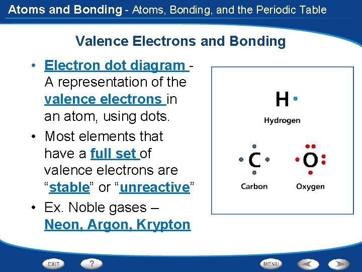 Atoms and Bonding - Atoms, Bonding, and the Periodic Table Valence Electrons and Bonding