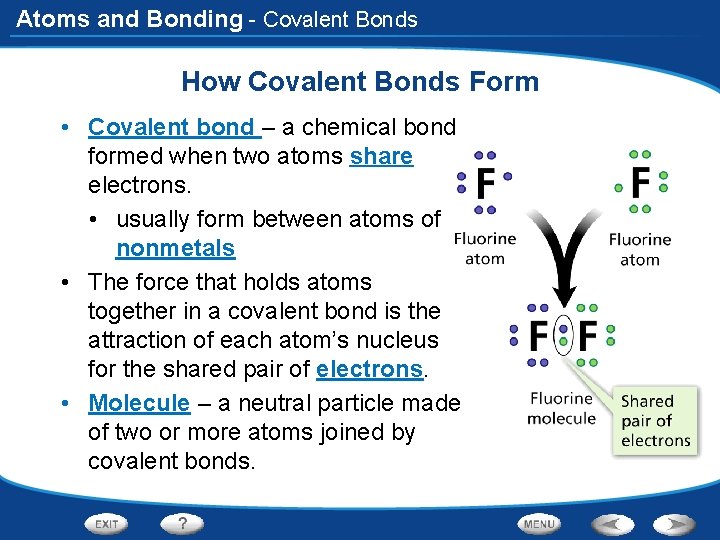 Atoms and Bonding - Covalent Bonds How Covalent Bonds Form • Covalent bond –