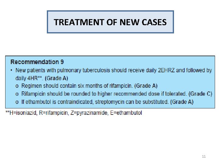 TREATMENT OF NEW CASES 11 