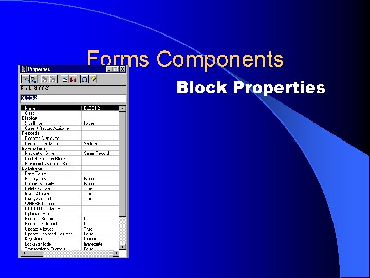 Forms Components Block Properties 