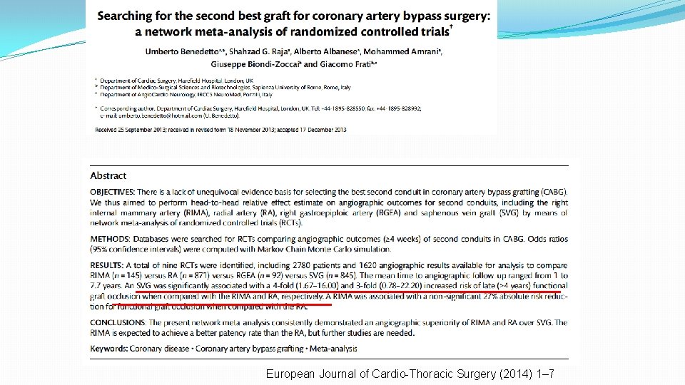 European Journal of Cardio-Thoracic Surgery (2014) 1– 7 