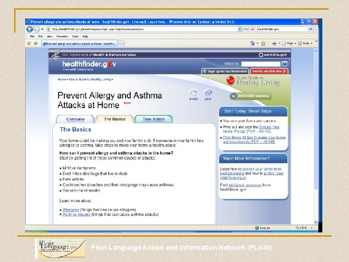Plain Language Action and Information Network (PLAIN) 
