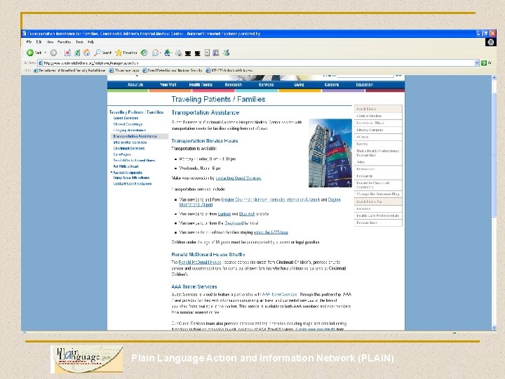 Plain Language Action and Information Network (PLAIN) 