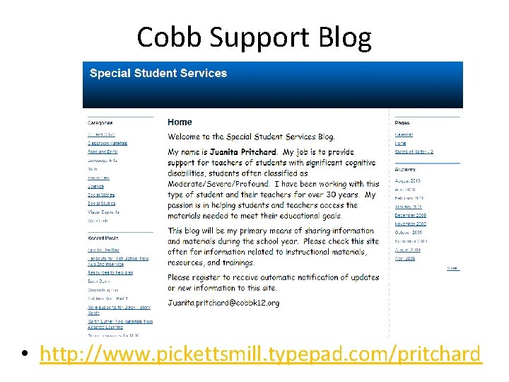 Cobb Support Blog • http: //www. pickettsmill. typepad. com/pritchard 