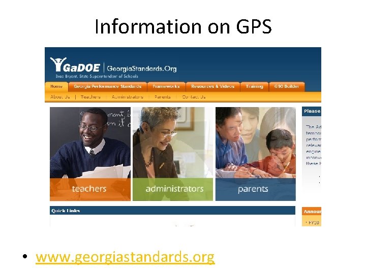 Information on GPS • www. georgiastandards. org 