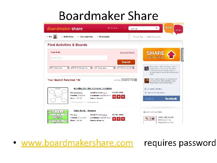 Boardmaker Share • www. boardmakershare. com requires password 