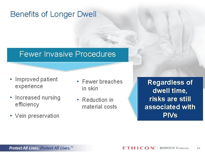 Benefits of Longer Dwell Fewer Invasive Procedures • Improved patient experience • Fewer breaches