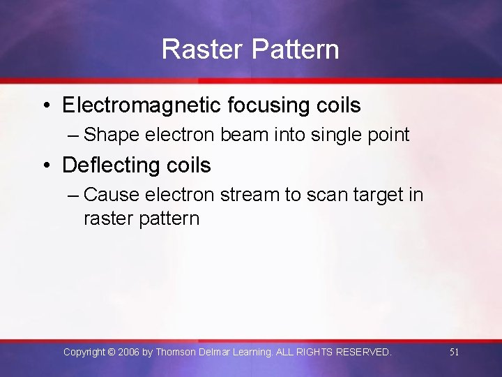 Raster Pattern • Electromagnetic focusing coils – Shape electron beam into single point •