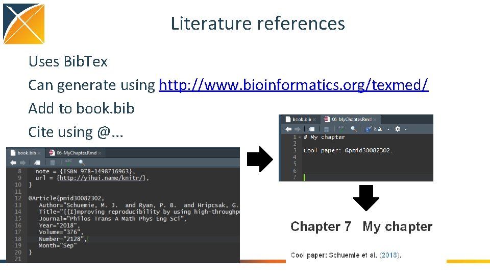 Literature references Uses Bib. Tex Can generate using http: //www. bioinformatics. org/texmed/ Add to