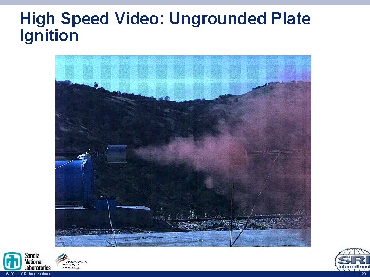 High Speed Video: Ungrounded Plate Ignition © 2011 SRI International 23 