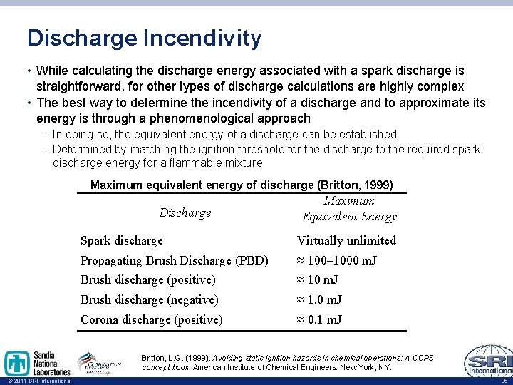 Discharge Incendivity • While calculating the discharge energy associated with a spark discharge is
