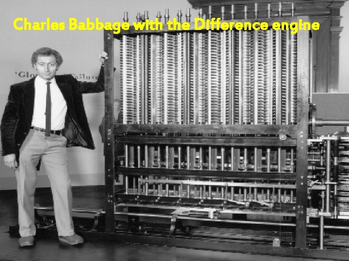 Charles Babbage with the Difference engine 