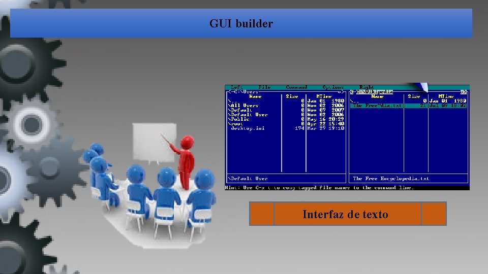 GUI builder Interfaz de texto 