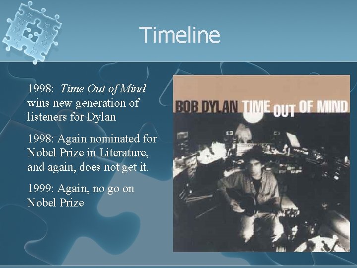 Timeline 1998: Time Out of Mind wins new generation of listeners for Dylan 1998: