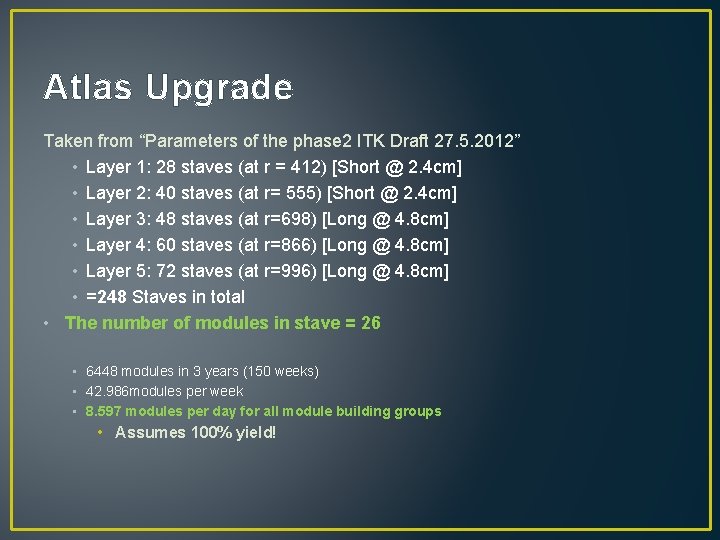 Atlas Upgrade Taken from “Parameters of the phase 2 ITK Draft 27. 5. 2012”