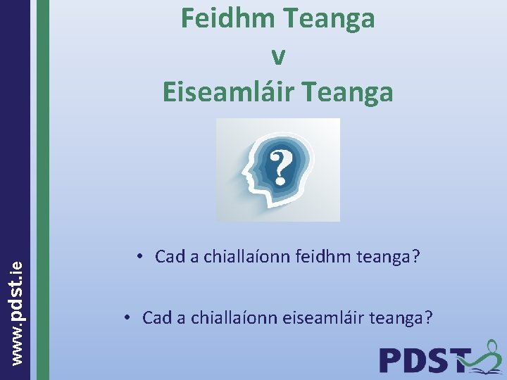 www. pdst. ie Feidhm Teanga v Eiseamláir Teanga • Cad a chiallaíonn feidhm teanga?