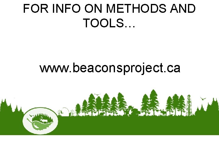 FOR INFO ON METHODS AND TOOLS… www. beaconsproject. ca 