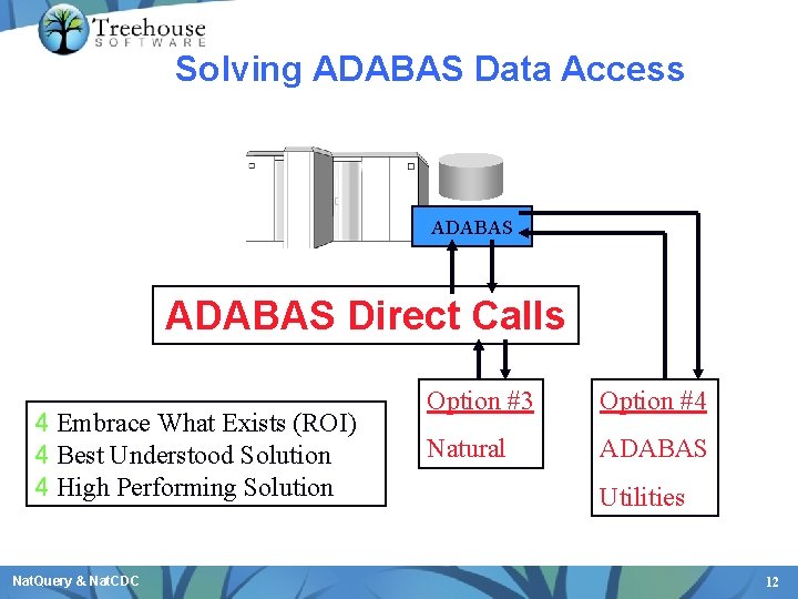Solving ADABAS Data Access ADABAS Direct Calls 4 Embrace What Exists (ROI) 4 Best