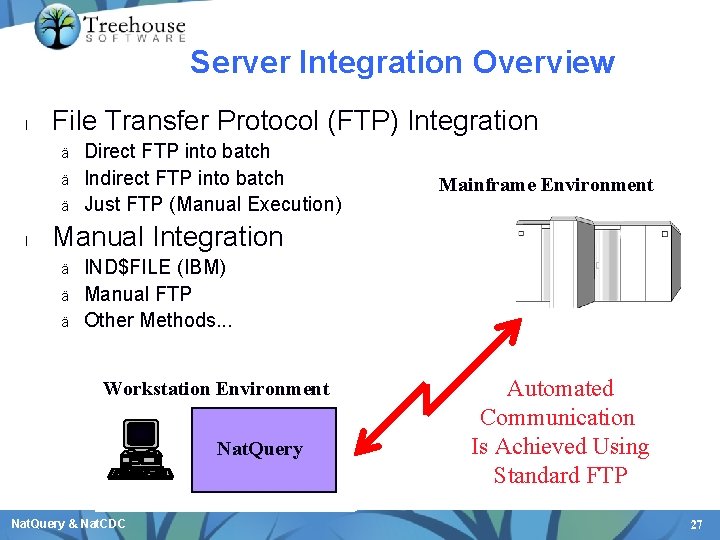 Server Integration Overview l File Transfer Protocol (FTP) Integration ä ä ä l Direct