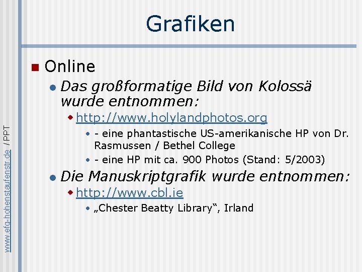 Grafiken n Online l Das großformatige Bild von Kolossä wurde entnommen: www. efg-hohenstaufenstr. de