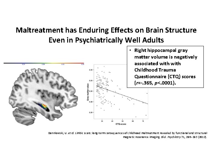 Maltreatment has Enduring Effects on Brain Structure Even in Psychiatrically Well Adults • Right