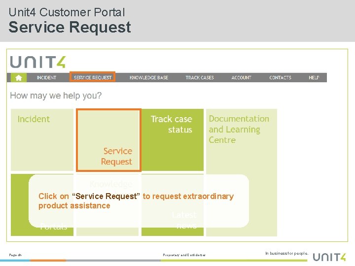 Unit 4 Customer Portal Service Request Click on “Service Request” to request extraordinary product