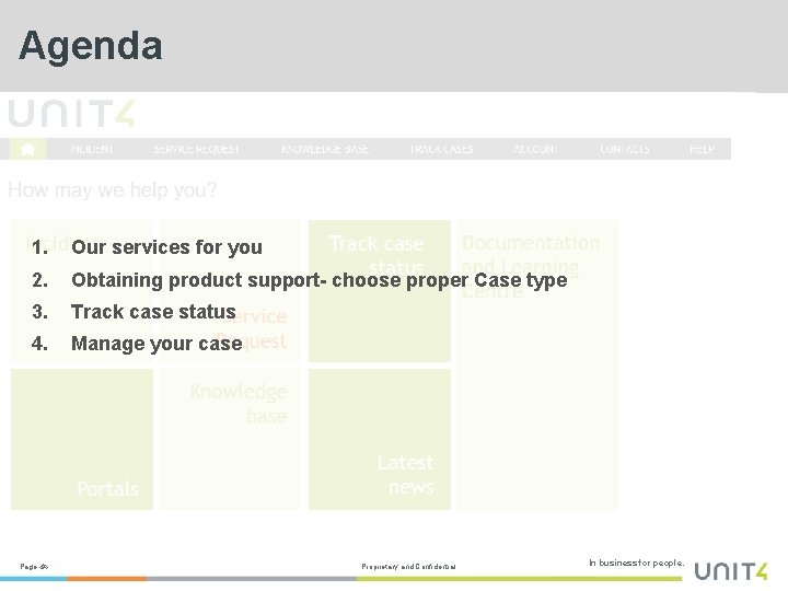 Agenda 1. Our services for you 2. Obtaining product support- choose proper Case type