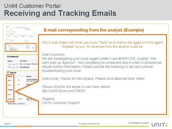 Unit 4 Customer Portal Receiving and Tracking Emails E-mail corresponding from the analyst (Example)