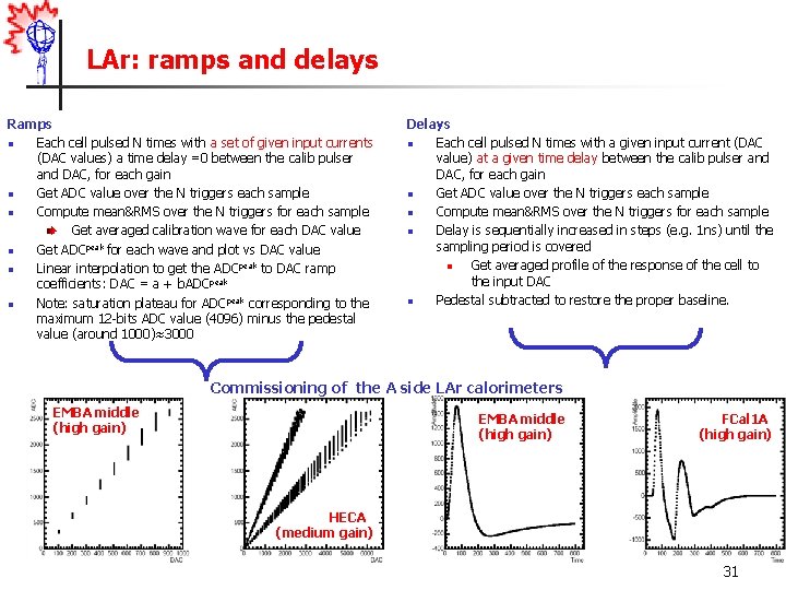 LAr: ramps and delays Ramps n Each cell pulsed N times with a set