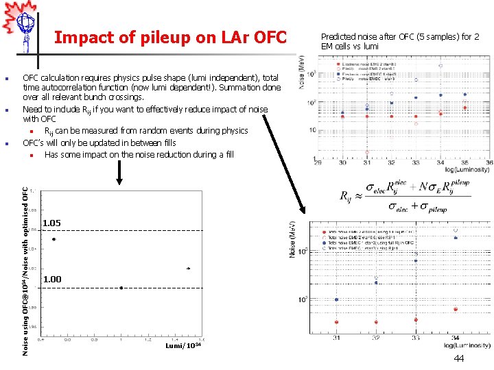 Impact of pileup on LAr OFC n n OFC calculation requires physics pulse shape
