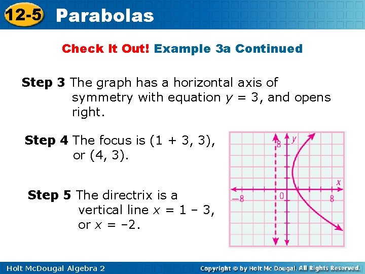 12 -5 Parabolas Check It Out! Example 3 a Continued Step 3 The graph
