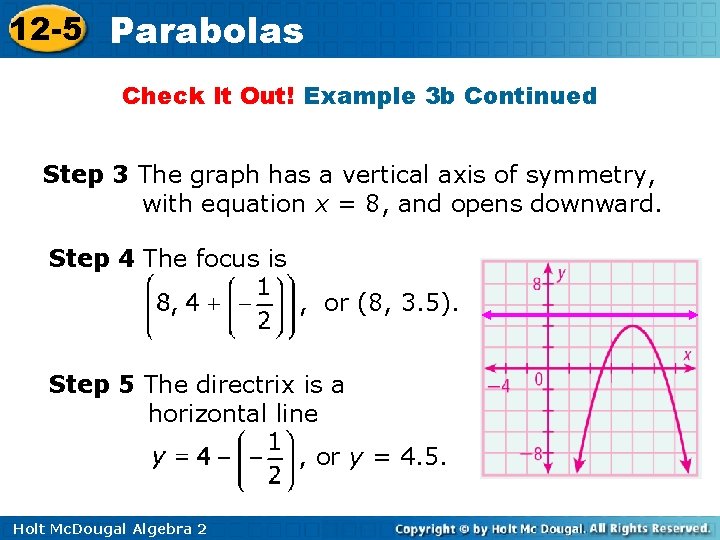 12 -5 Parabolas Check It Out! Example 3 b Continued Step 3 The graph